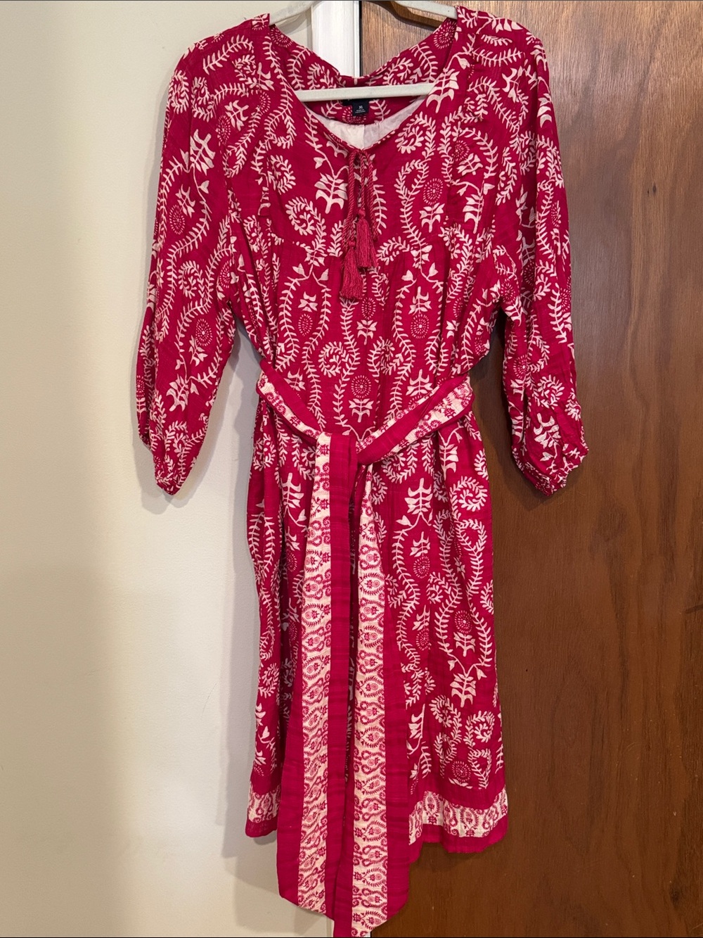 Studio Park Pink Printed Tie-Waist Dress